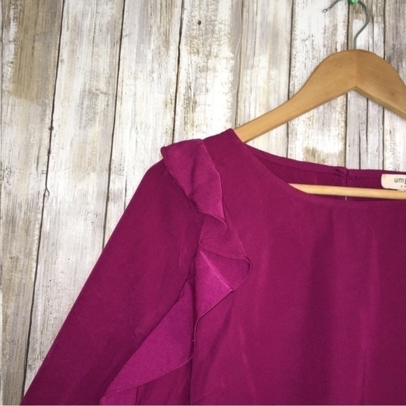 Umgee Magenta Ruffle Sleeve Blouse - Picture 2 of 4